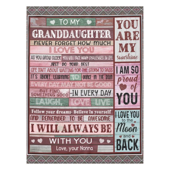 Mantel Carta Personalizada A Mi Nieta (Anverso)