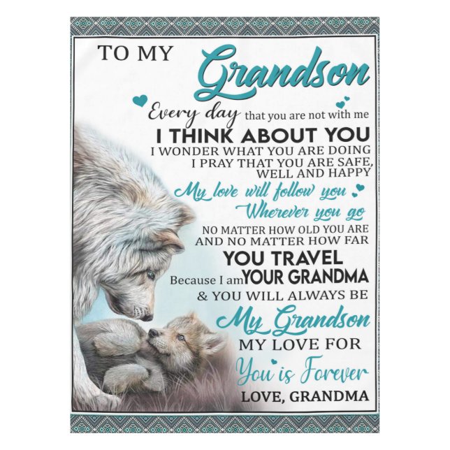 Mantel Carta Personalizada A Mi Nieto, Abuelo Amor (Anverso)