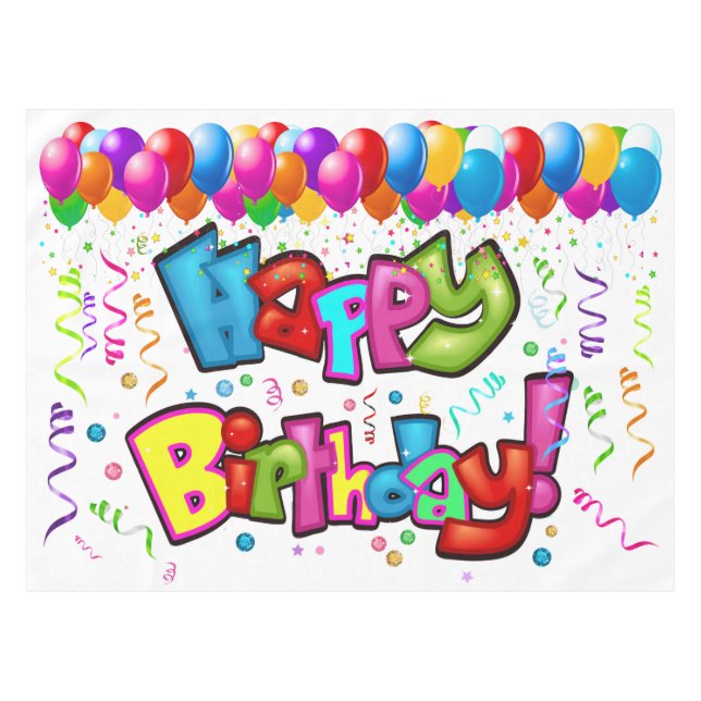 Mantel Cartel de Feliz Cumpleaños (Frente (Horizontal))