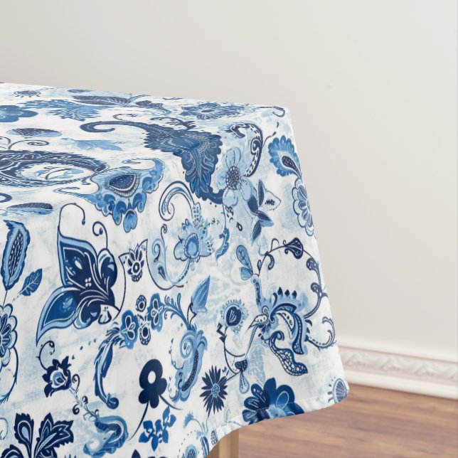 Mantel Casa de Campo Rústica Paisley Azul y Blanco (In Situ)
