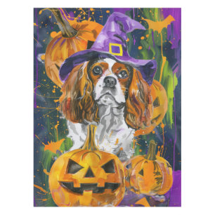 Mantel Cavalier King Dog Halloween Bruja Y Calabaza