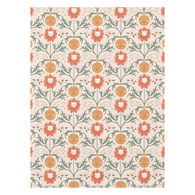 Mantel Celestial Floral Sunburst Seamless Pattern Design (Anverso)