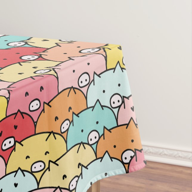 Mantel Cerdos Coloridos Funny Y Patrón Cuto (In Situ)