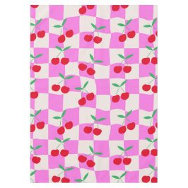Mantel Cerezas a cuadros en tableros de ajedrez rosados