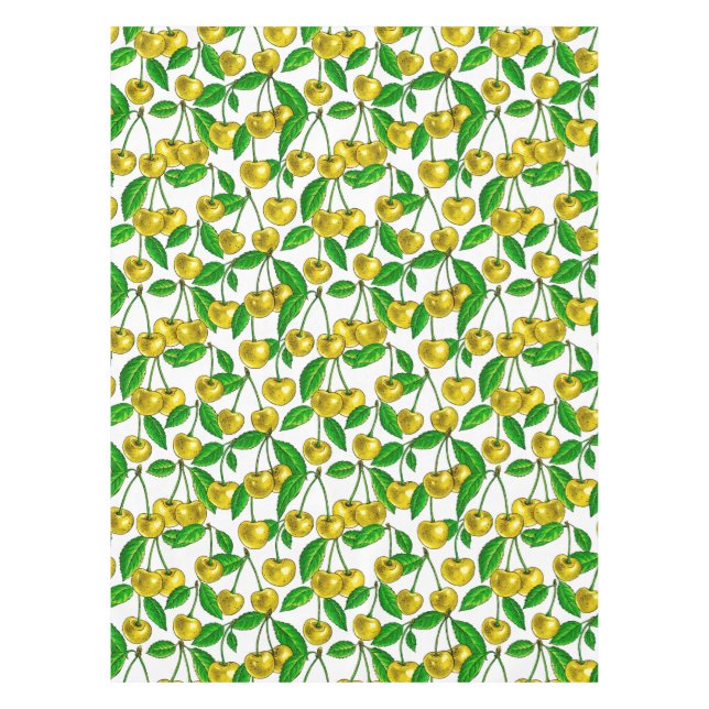 Mantel Cerezas amarillas en blanco (Anverso)