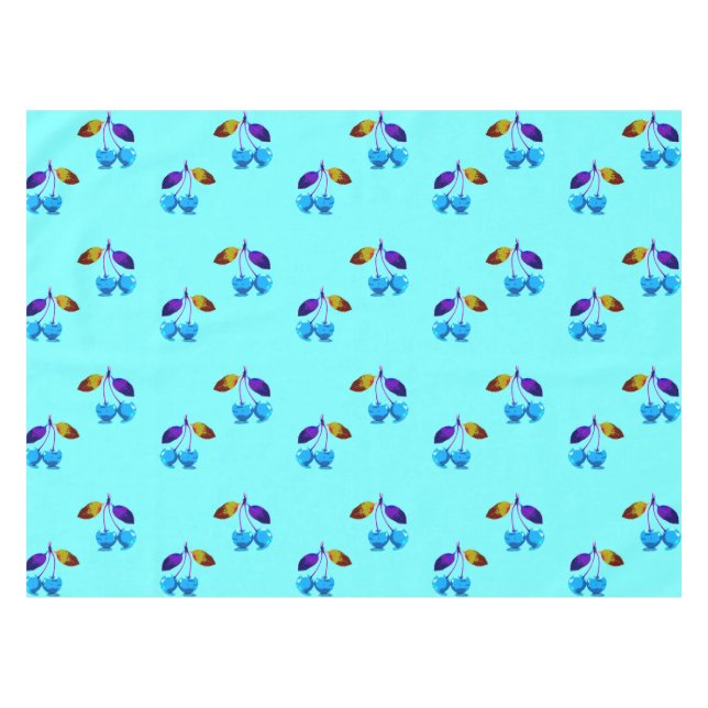 Mantel Cerezas azules brillantes (Frente (Horizontal))