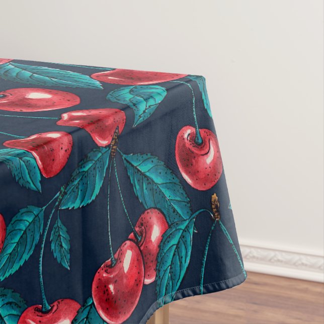 Mantel Cerezas rojas en azul oscuro (In Situ)