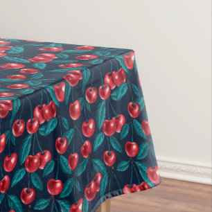 Mantel Cerezas rojas en azul oscuro