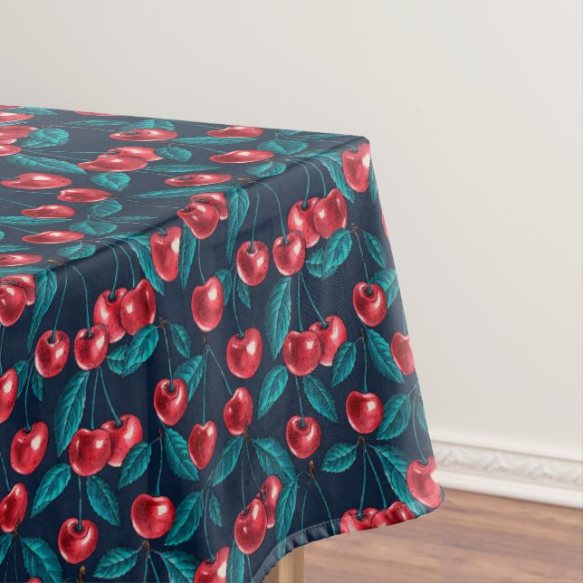 Mantel Cerezas rojas en azul oscuro (In Situ)