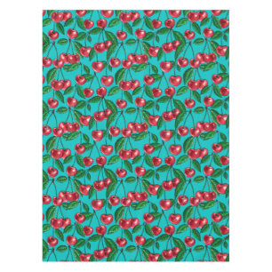 Mantel Cerezas rojas en turquesa