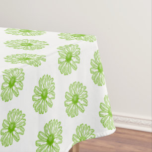Mantel Chartreuse Green Daisy Print, Hippie Flower Print