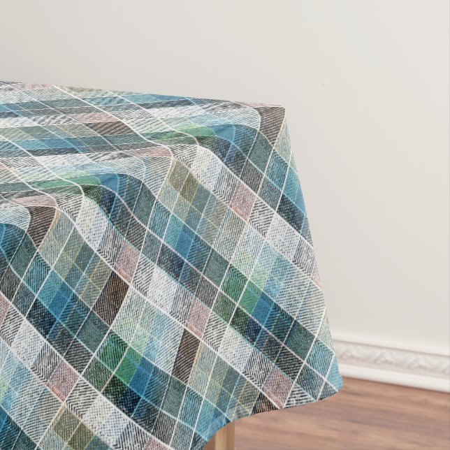 Mantel checkered, tartan, plaid, classic, blue, white (In Situ)