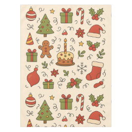 Mantel Cheerful Christmas Doodle Pattern