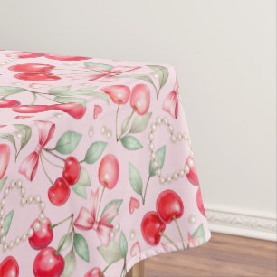 Mantel Cherry en el top Baby Shower Pink Coquette Tablecl