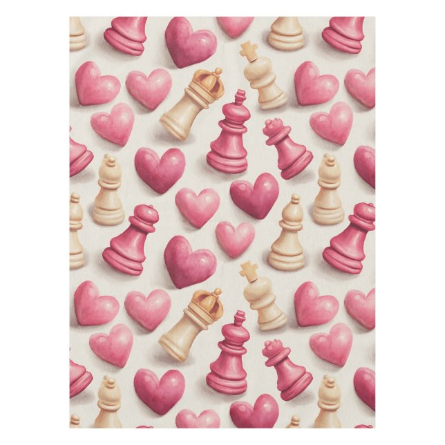 Mantel Chess & Hearts Valentines Pattern (Anverso)
