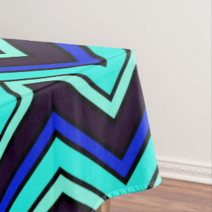 Mantel Chevron zigzag azul y negro con estampado