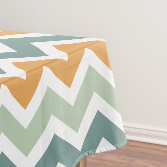 Mantel Chevron Zigzag Verde azulado Naranja de la Casa de (In Situ)