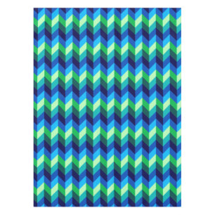 Mantel Chevrons Ombre Verde Azul Pequeño Pestaña