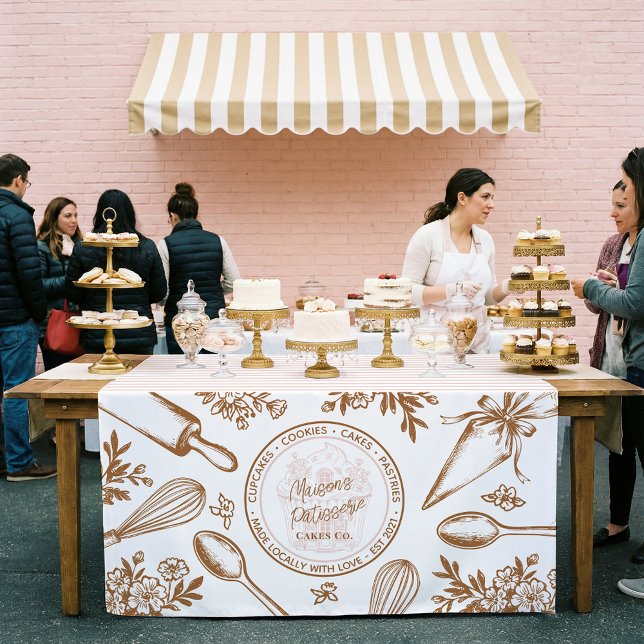 Mantel Chic Baking Utensils Bakery Logo Market Booth Sign (Chic Baking Utensils Bakery Logo Market Booth Sign Tablecloth)