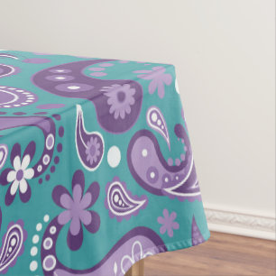 Mantel Chic Deslucido Patrón de cachemira púrpura y azul