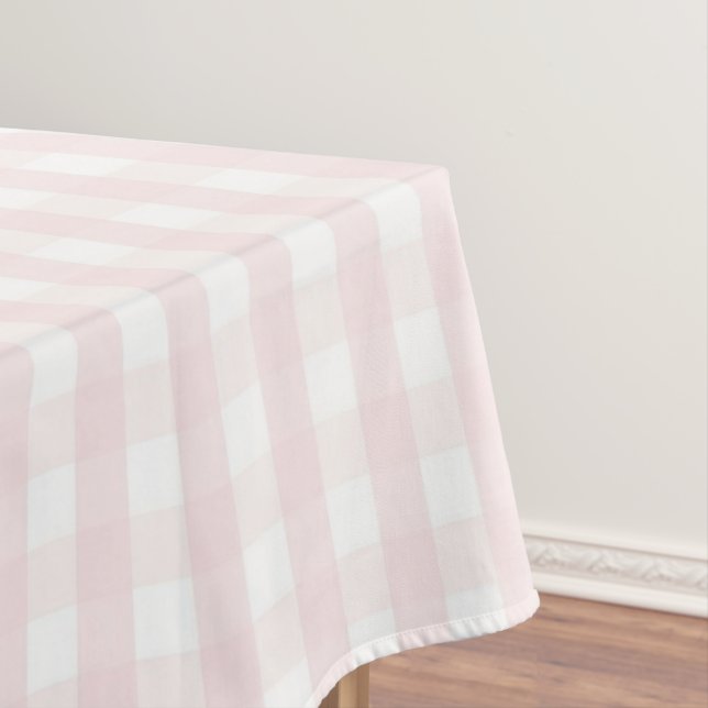 Mantel Chic Retro Pastel Pink Gingham Pattern Spring (In Situ)