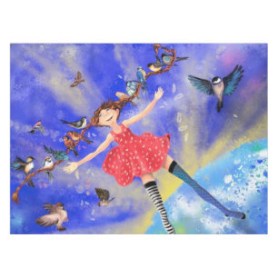 Mantel Chica con Aves Tablecloth Fantasy