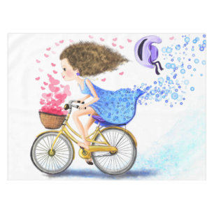Mantel Chica En Un Tablilla De Bicicletas Amor Romántico