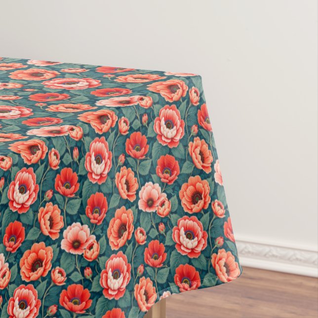 Mantel Chinoiserie color coral y rosa (In Situ)