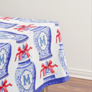 Mantel Chinoiserie Ginger Jar Monograma   Bow Rojo