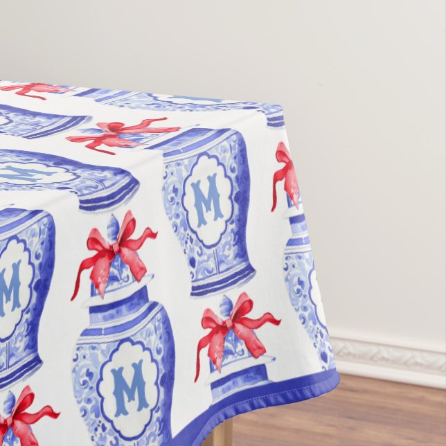 Mantel Chinoiserie Ginger Jar Monograma | Bow Rojo (In Situ)
