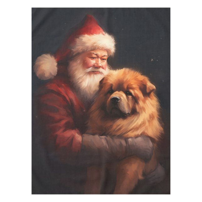 Mantel Chow Chow Con Navidades Festividades De Santa Clau (Anverso)
