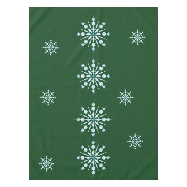 Mantel Christmas Green Tablecloth with Snowflake Pattern (Anverso)