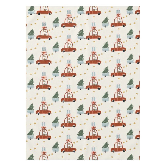 Mantel Christmas Holiday Table Cloth Animal Illustration  (Anverso)