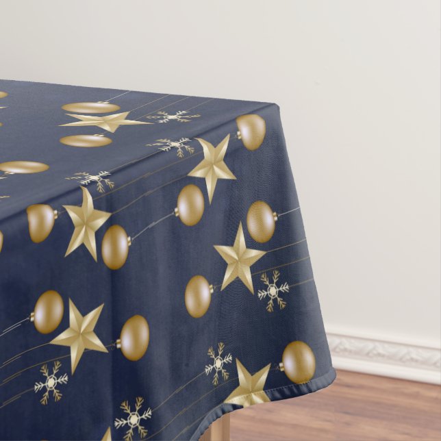 Mantel Christmas Party Golden Ornaments Navy Blue Elegant (In Situ)
