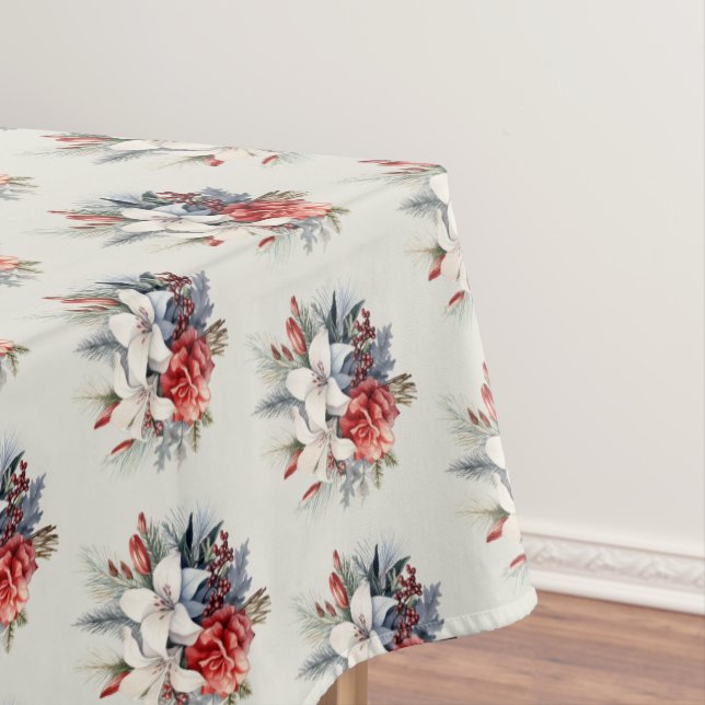 Mantel Christmas White Red Flowers Holidays Elegant (In Situ)