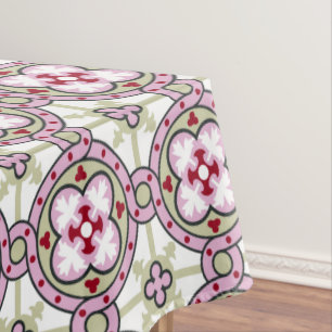Mantel Cinta de flor de azulejo rojo rosa vintage Barcelo