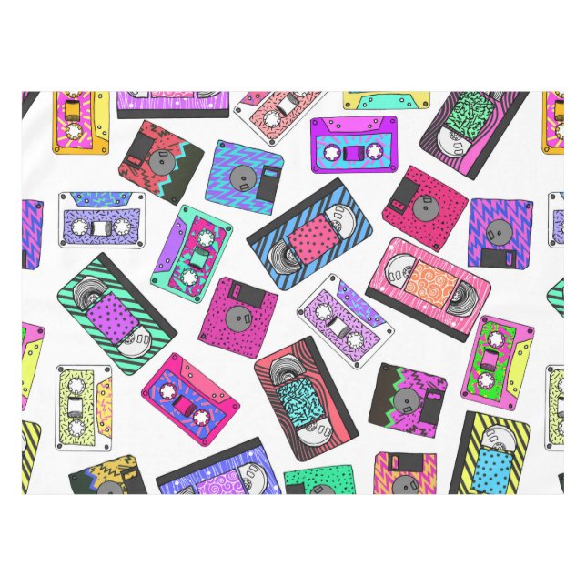 Mantel Cintas de casete modeladas neón retro de los años (Frente (Horizontal))