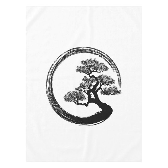 Mantel Círculo del zen de Enso y árbol de los bonsais (Anverso)
