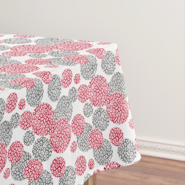 Mantel Círculos con huella de piel de leopardo gris y roj (In Situ)