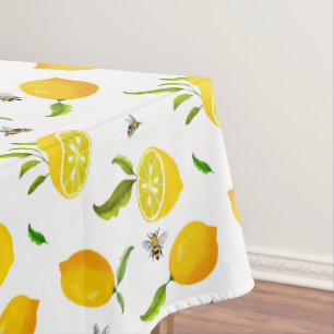 Mantel Cítricos,limones,abejas patrón verano corto