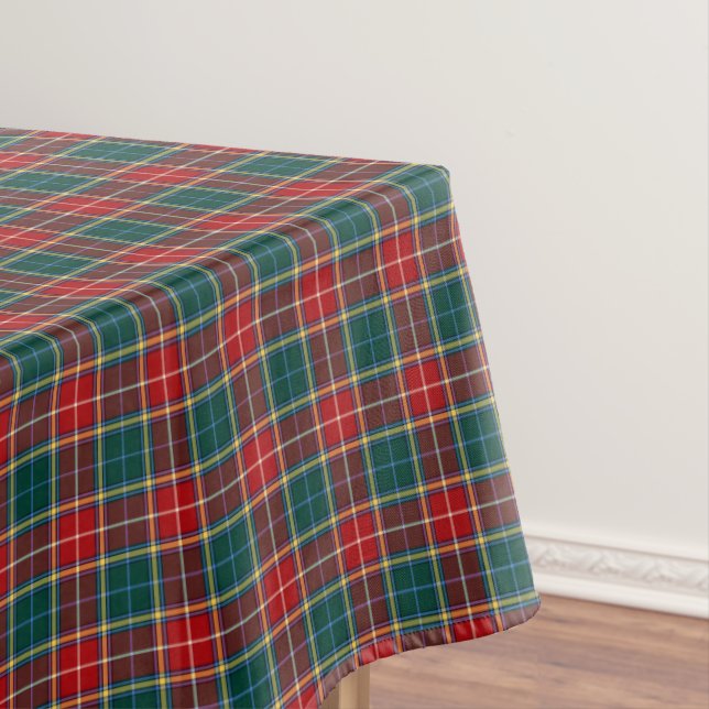 Mantel Clan Baxter Tartan Forest Green and Red Plage (In Situ)