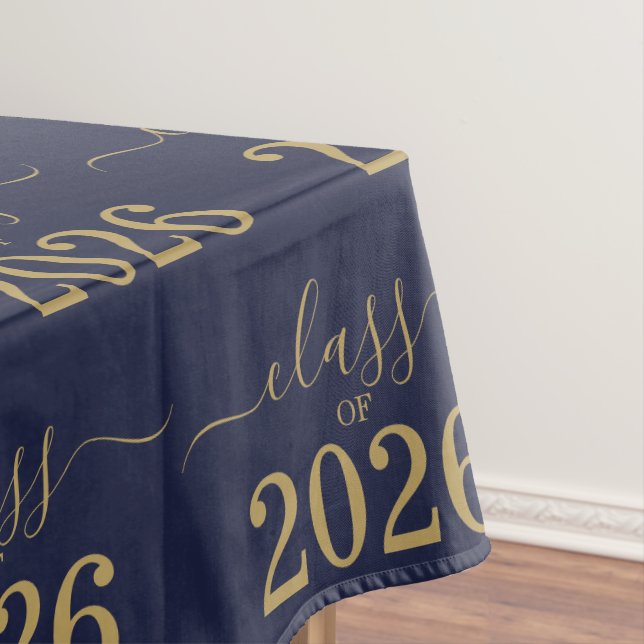 Mantel Clase de 2026 Azul Elegante Dorado Script (In Situ)