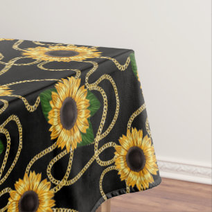 Mantel Clásico amarillo girasol elegante patrón en negro