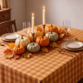 Mantel Clásico calabaza otoño gingham cuadros