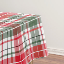 Mantel Clásico Cuadro Invernal Rústico Tartán Rojo, Verde