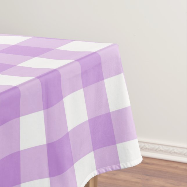 Mantel Clásico Gingham Check Plaid Pattern Lilac (In Situ)