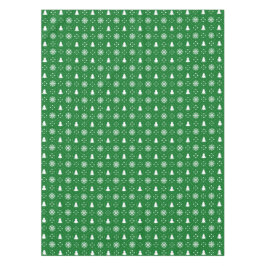 Mantel Clásico Green White Snowflakes Christmas Tree