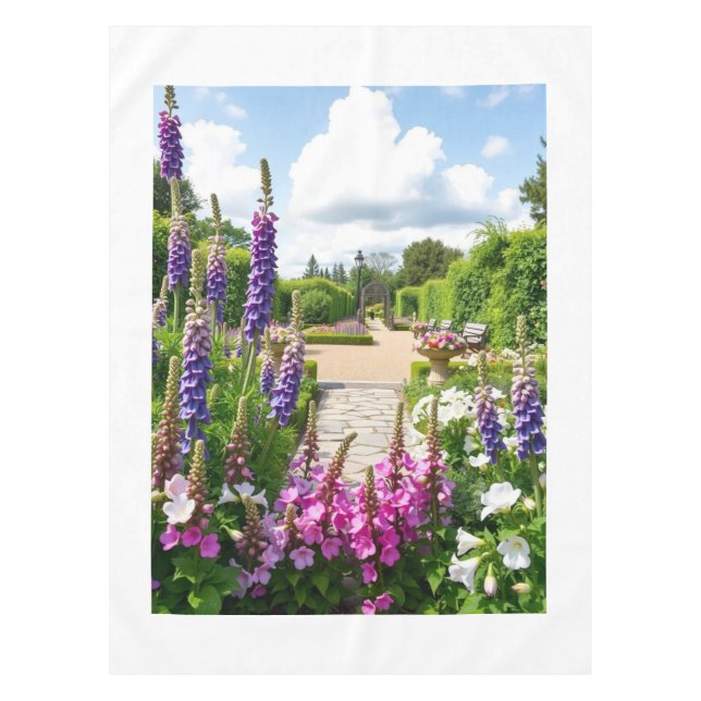 Mantel Clásico jardín inglés lavanda dragones dulces  (Anverso)
