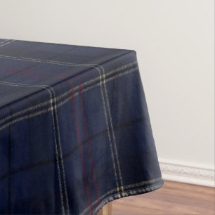 Mantel Clásico Plaid de Navidad Azul Marino