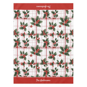 Mantel Clásico Plaid de Navidad Nombre de Familia de Baya